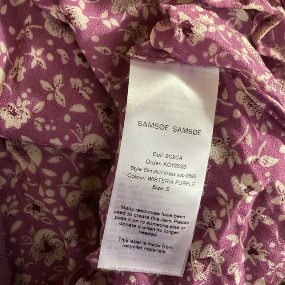 Samsoe Samsoe Elm Pintuck Pleated Chiffon Shirt Dress Wisteria Purple S - Picture 9 of 12